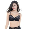 thumbnail image 2 of Varsbaby Women Ultra-Thin Unlined Lace Bra Sexy See Through Underwire Bra, 2 of 5