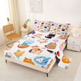 thumbnail image 2 of jejeloiu Kawaii Cartoon Cat Bed Sheets Kids,3D Cute Kitten Pattern King Sheets For Girls,4pcs, 2 of 6