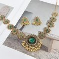 thumbnail image 6 of Bollywood Indian Jewelry Sets for Women Wedding Party Jewelry Flower Tassel Beaded Dangle Earring Oxidized Indian Choker Necklace Gold Plated Zirconia Jhumkas Chandelier Earrings Boho Jewelry, 6 of 12