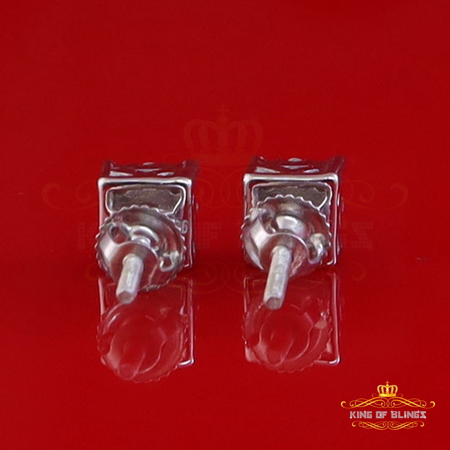 King of Bling's Men's/Women's 0.50ct Square stud Earrings Moissanite 925 Sterling Silver White