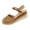 Khaki, variant on Womens Closed Toe Platform Sandals Color Block Canvas Upper Adjustable Ankle Buckle Strap Summer Shoes