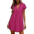 thumbnail image 3 of Taqqpue Women's Swimsuit Cover Up Shirt V Neck Short Sleeve Bathing Suit Coverups Summer Solid Color Beach Cover Ups Plus Size Swim Suit Dress Under 15 for Women, 3 of 8