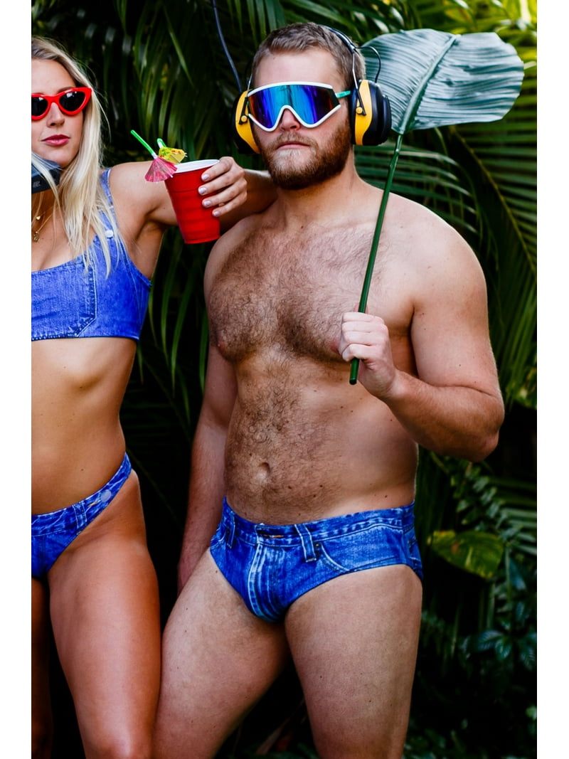 Shinesty Daytona Denim Print Swim Brief Large The Dong Sarong