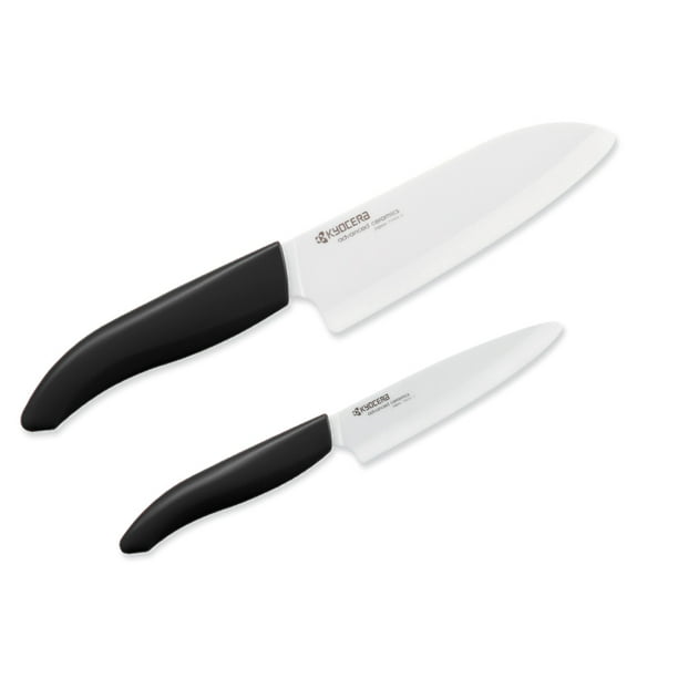 Kyocera Revolution Ceramic 5.5" Santoku & 4.5" Utility Knife Gift Set, Black