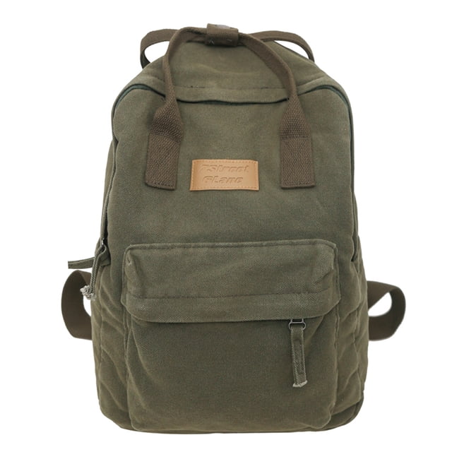 Mochila para Hombre Y Mujer Mochila Escolar Lona Algodón Mochila (verde Retro)