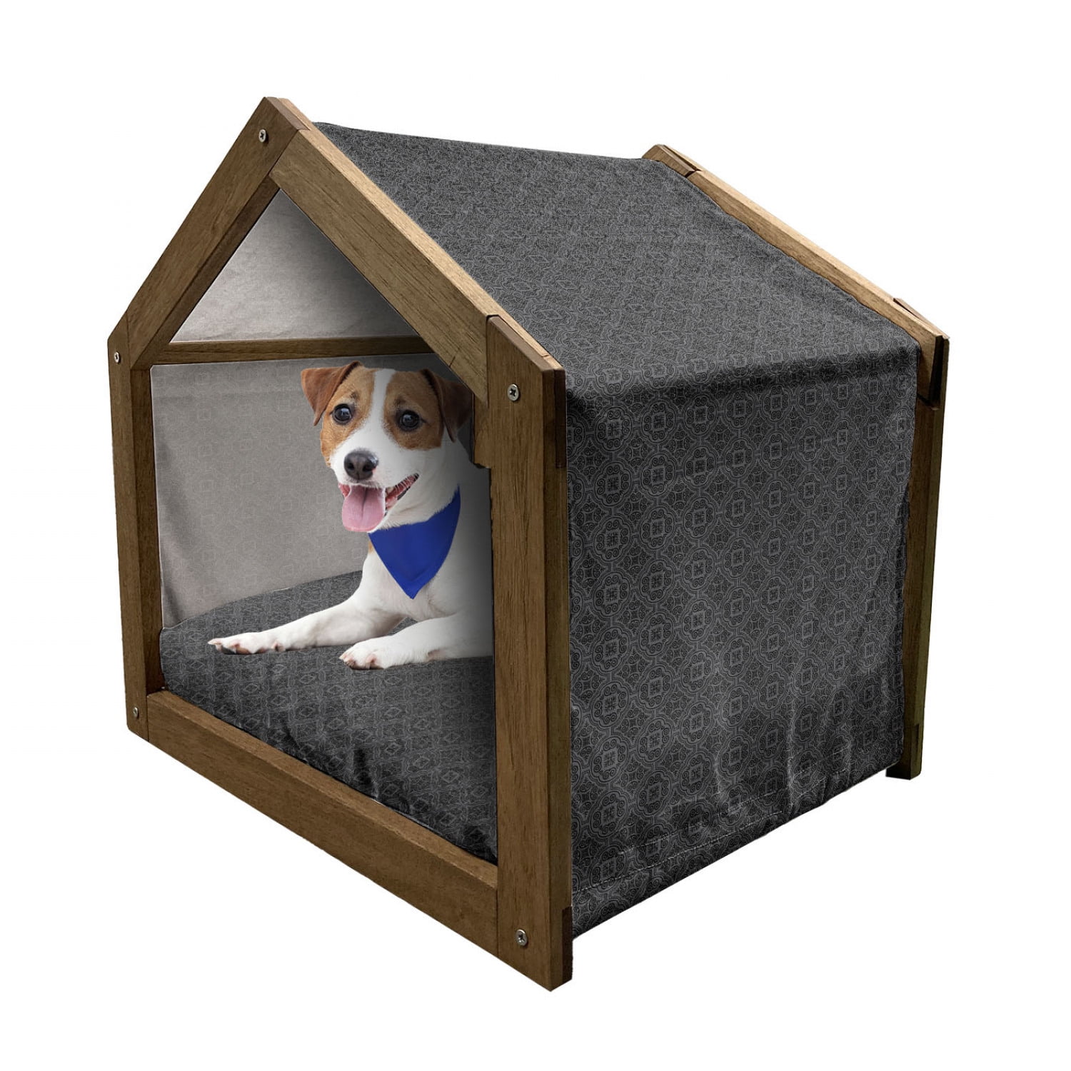 Dark Grey Pet House, Baroque Venetian Flower Motifs Medieval Ornate ...