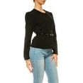 thumbnail image 2 of Collarless Button Down Belt Accent Fashion Jackets Women's, 2 of 7