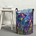 thumbnail image 6 of Fuzoiu Cosmic Purple Irises Print Circular Hamper,Laundry Basket with Handle,Collapsible Laundry,Dirty Clothes Storage Basket,for Bedroom Bathroom Dorm Living Room-Small, 6 of 6