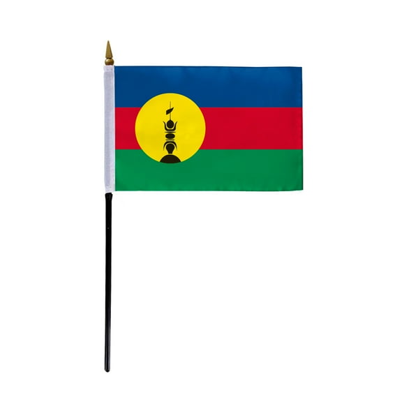 AGAS Small New Caledonia Flag 4x6 inch - 11 inch Plastic Pole Polyester Fabric Stitched Edges Caledonian Hand Held Mini Small Stick Flags