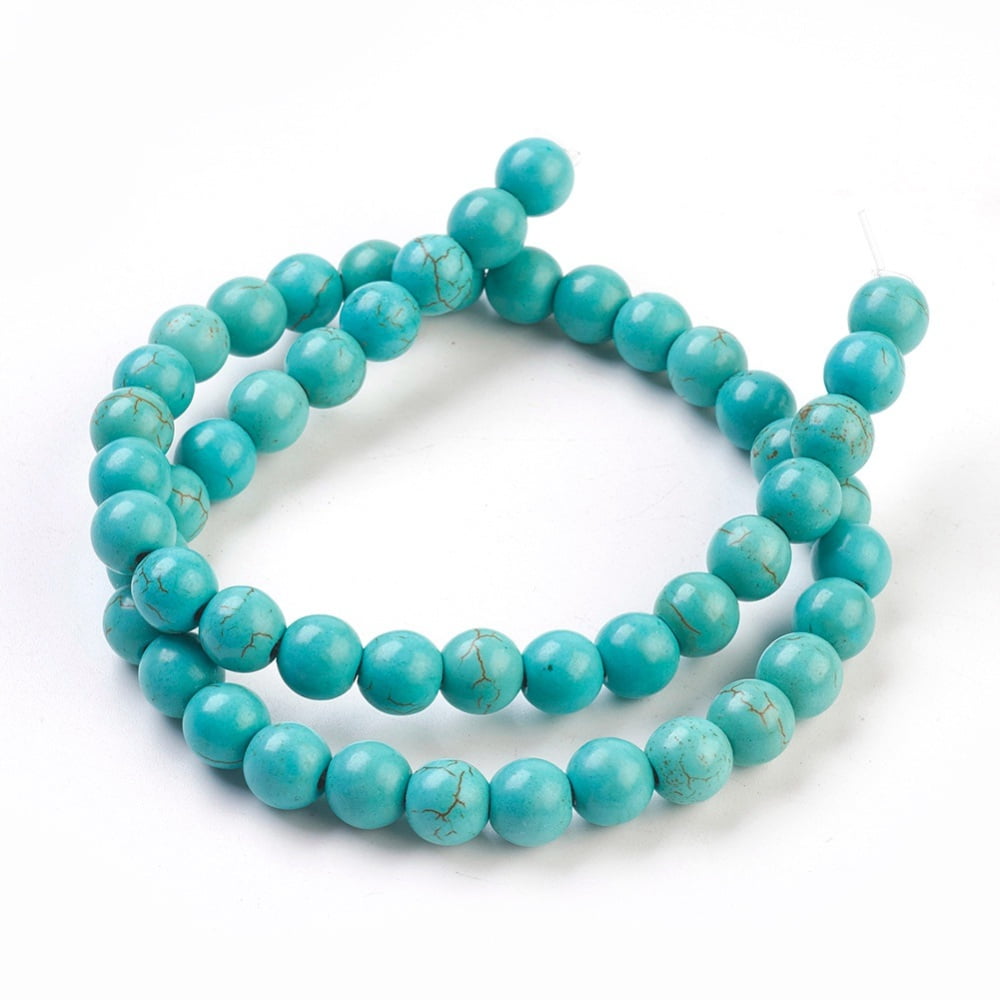 Turquoise Beads Strands Dyed Round Light Sea Green 6mm Hole: 1.2mm 67pcs/strand 15.75 inch