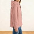 thumbnail image 7 of Womens Fuzzy Jacket with Hood Plush Fleece Warm Winter Outerwear Coat Drawstring Hooded Sweatshirt Cardigans (2XL, Pink), 7 of 7