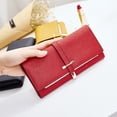 thumbnail image 2 of Cartera CLUCI de piel con tres pliegues, color rojo vino, para mujer, 2 of 7