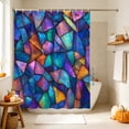 thumbnail image 4 of Stained Glass Shower Curtain, Waterproof Shower Curtains for Bathroom, Colorful Rainbow Abstract Geometric Washable Fabric Bathtub Curtain Set Bath Decor with 12 Hooks 72"x78", 4 of 8