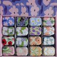 thumbnail image 3 of RSACCSKY 8Pcs Metal Hinged Tin Box Container Floral Farmhouse Rustic Mini Portable Small Storage Container Kit with Lid for Home Storage 2.1x1.5x1 Inch (White), 3 of 6