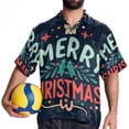thumbnail image 4 of Christmas Font Men's Button Down Hawaiian Print Short Sleeve Casual Summer Beach Shirts, 4 of 6