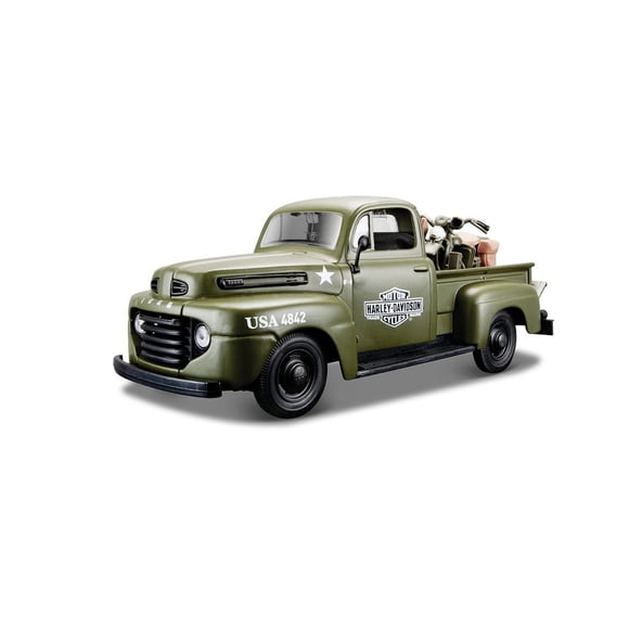 Maisto Tech Maisto-1:24 Pick up Truck with 1:24 Motorcycle - H-D 1942 Wla Flathead + 1948 Ford F-1 Pickup