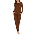 thumbnail image 3 of Ekouaer Womens Pajamas Sets Long Sleeve Tops with Jogger Pants Soft Pjs Lounge Set Outfits with Pockets, 3 of 6