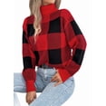 thumbnail image 2 of Chandail de Noël pour Femmes Automne Hiver Tricoté Épais Tendance Ample Basique Rouge P, 2 of 9