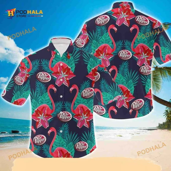 Dr Pepper Beer Funny Hawaiian Shirt, Tropical Flamingo Beach Gift For Friend