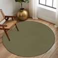 thumbnail image 3 of Olive Green Round Rugs 7ft, Farmhouse Solid Green Color Modern Art Non Slip Washable Rug Runner, Low Pile Indoor Floor Carpet Mat Bathroom Rugs for Living Room, Bedroom, Kids Room, 3 of 9