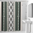 thumbnail image 2 of Abstract Stripes Shower Curtain, Green Beige Aztec Native Tribal Stripes Geometric Waterproof Shower Curtain Set with 12 Hooks Lightweight Bath Curtains Fabric Bathroom Decor 36x72 Inches, 2 of 9
