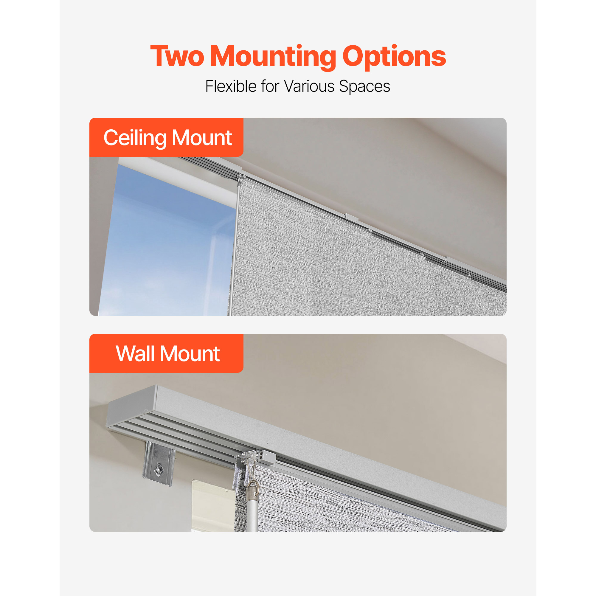 KFFKFF Adjustable Panel Track Blinds, Extendable Track 45.8-86 in W, Customizable Panel Curtains Up to 96 in H, Vertical Blinds for Sliding Doors, Patio Doors, Room Dividers, Windows, Gray