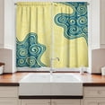 thumbnail image 2 of Ambesonne Abstract Kitchen Curtains, Vintage Floral Spiral, 55"x39", Yellow Blue, 2 of 3