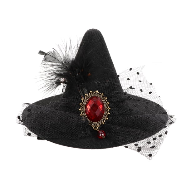 GOOHOCHY Adorno para el cabello con forma de sombrero para Halloween, horquilla, pinza para el cabello, accesorio para el cabello