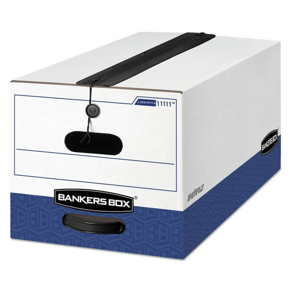 Bankers Box LIBERTY Plus Storage Box Letter String/Button White/Blue 12/Carton 11111