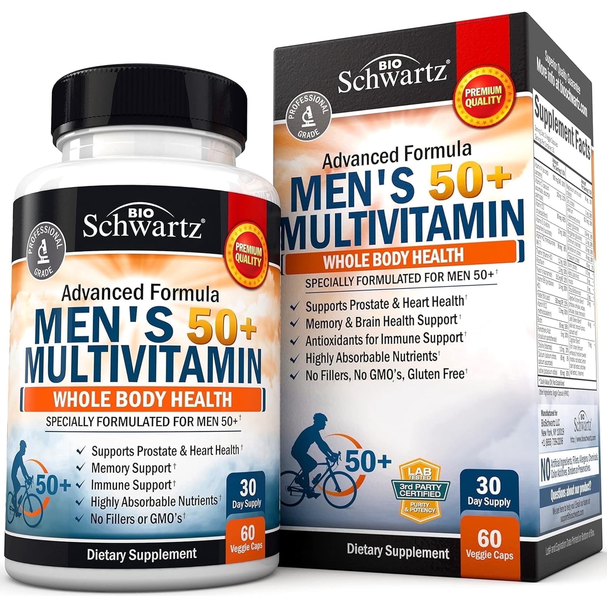 BioSchwartz Once Daily Multivitamin for Men 50+ for Whole Body Health, 60 Capsules