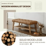 Dayalane Upholstered Storage Bench with Shoe Rack,Linen Fabric Entryway Bench for Living Room, Bedroom and Hallway, Multi Functional Ottoman with Solid Wood Shelf, Brown - Walmart.com