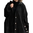 thumbnail image 3 of Chaqueta Informal de Holgada con Capucha y Larga para Mujer, Otoño e Invierno Negro L, 3 of 6
