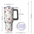 thumbnail image 2 of 40oz Pioneer Flower Floral Print Pattern Insulated Tumbler with Handle, BPA-Free Leak Proof Lid and Straws, Double Wall Vacuum, Hot 12h/Cold 34h, 2 of 6