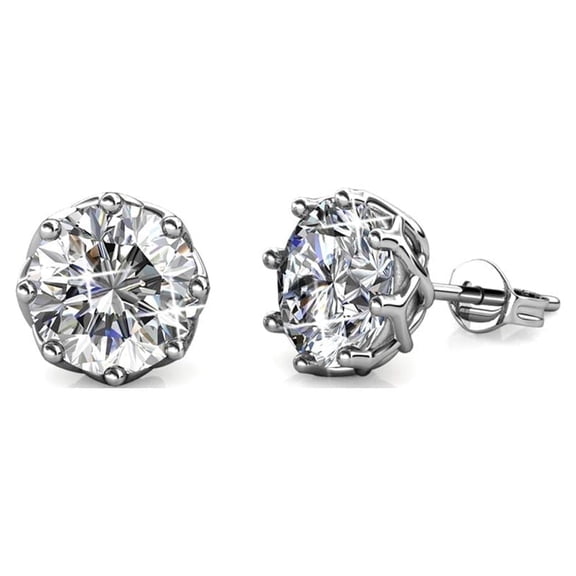 Cate & Chloe Eden 18k White Gold Plated Stud Earrings with Swarovski Crystals Gift for Women