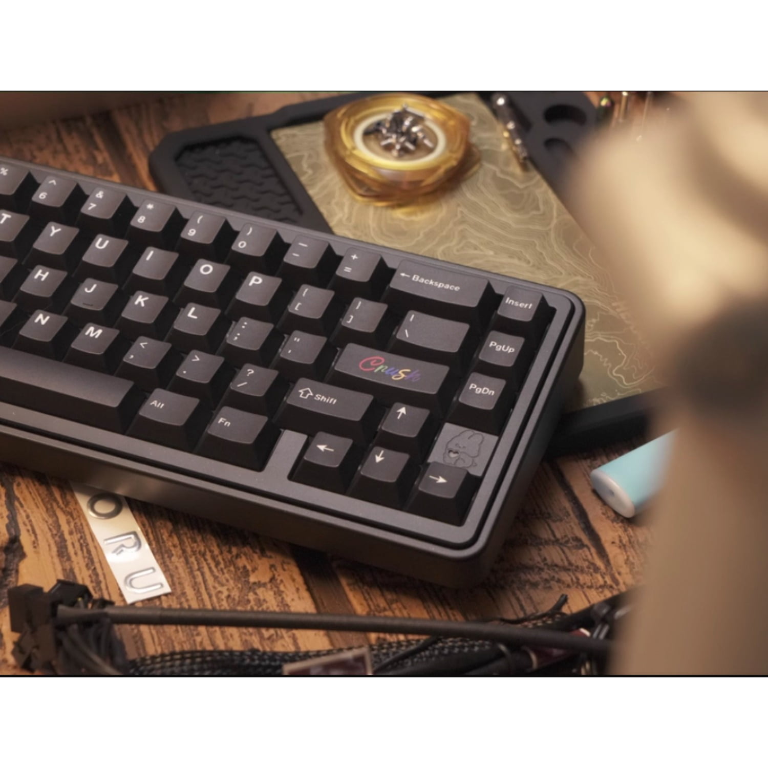 WOB Pure Black Keycaps for Mechanical Keyboards, Cherry Profile 1.7mm PBT Dye-Sublimation Keycaps for Crush87/60/75 Keyboards