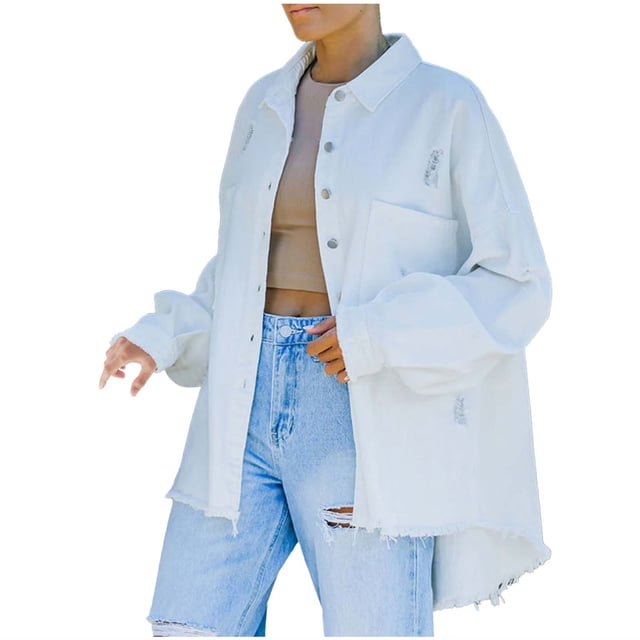 CEHVOM Veste Décontractée à Manches Longues pour Femmes avec Boutons et Trous