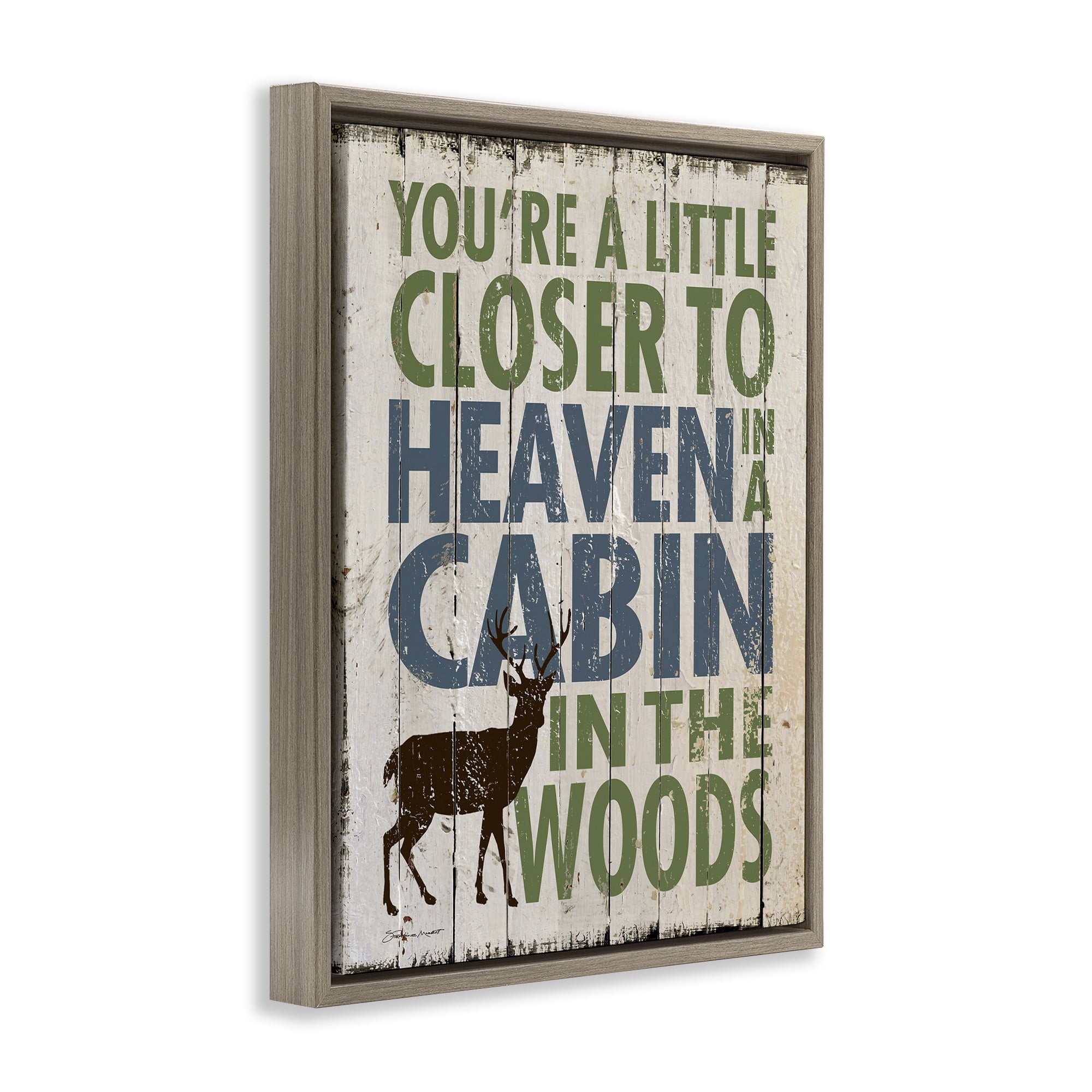 Stupell Industries Closer to Heaven in a Cabin Animals & Insects Painting Brown Floater Framed Canvas Art Print Wall Art, 25 x 31