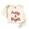thumbnail image 4 of Merry & Bright Sweater Shirt | Festive Holiday Red Glitter Text Graphic Sweatshirt, 4 of 7