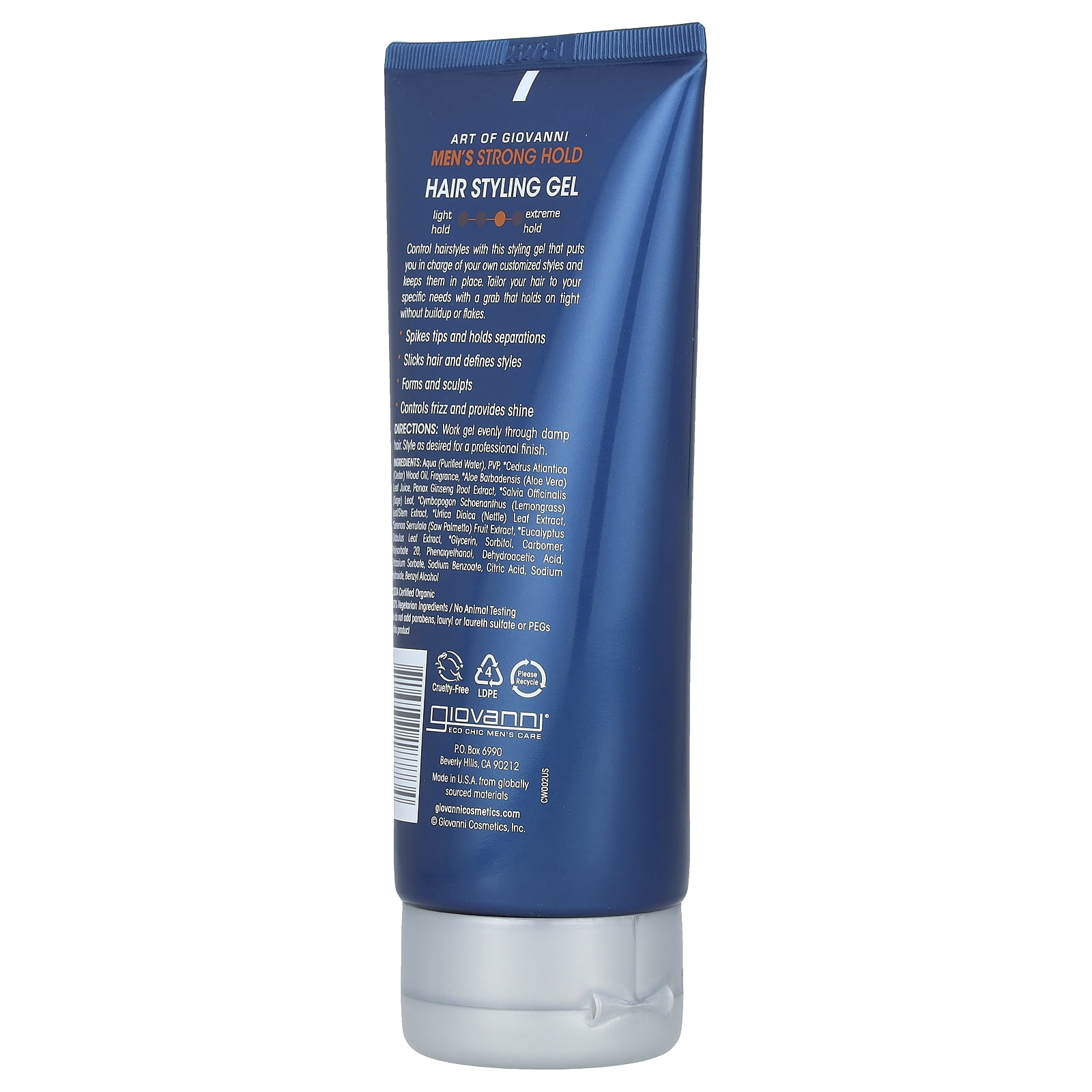 Giovanni Hair Styling Gel 6.8 fl oz, Strong Hold with Natural