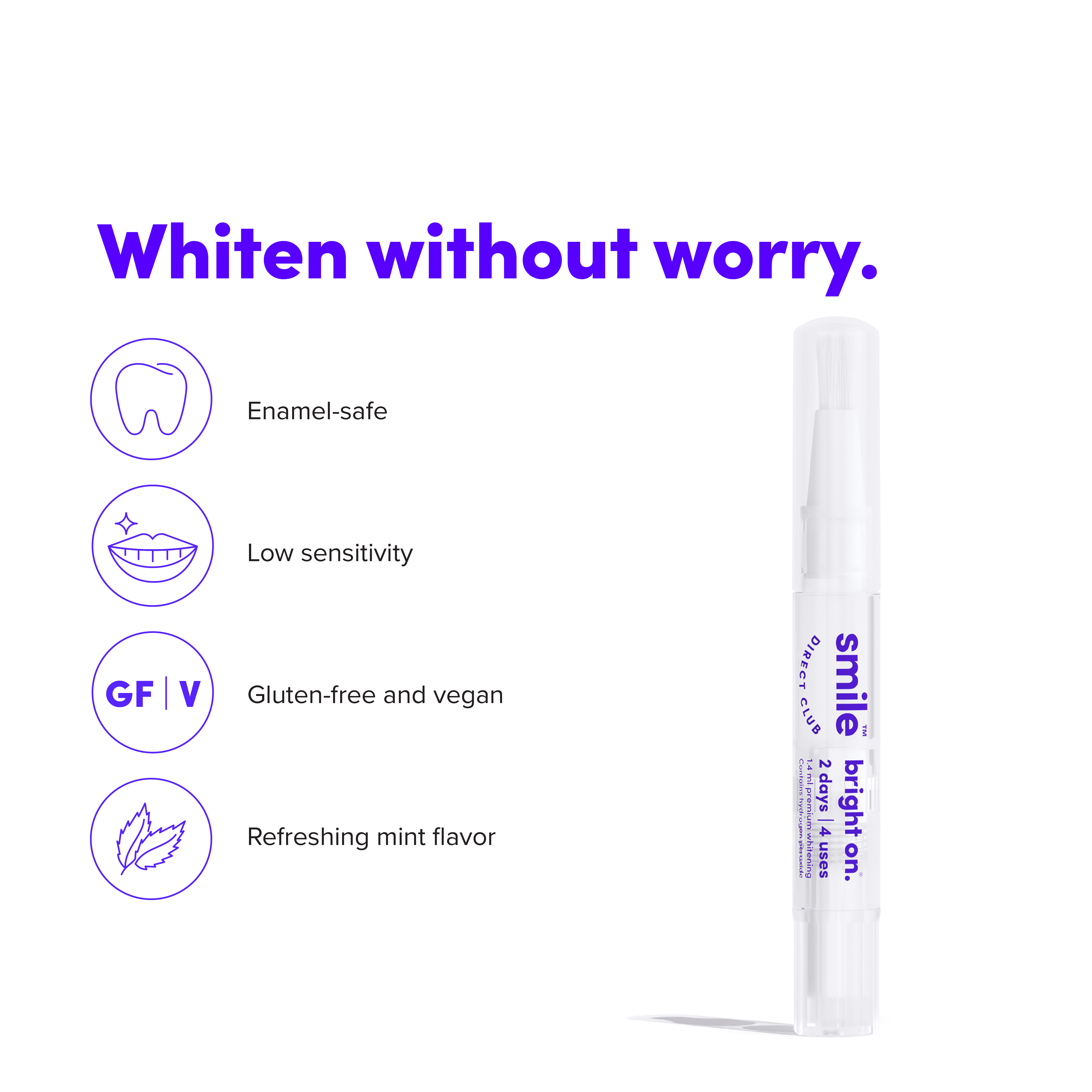 SmileDirectClub Teeth Whitening 2.5ml Gel Touch-up Pen - 75% More Gel than our Standard Pens - Professional Strength Hydrogen Peroxide - Pain Free and Enamel Safe