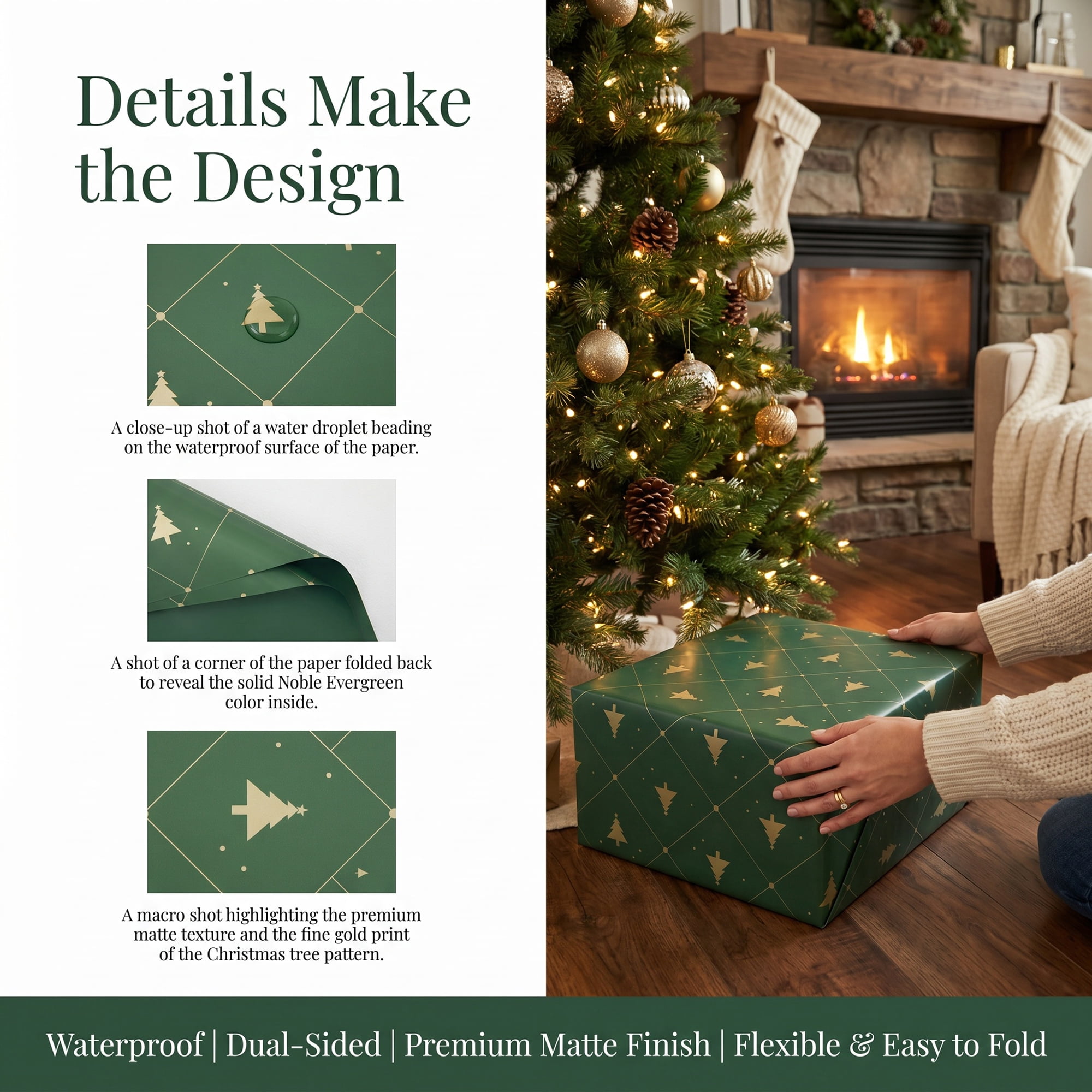 Unique Bargains Waterproof Matte Gift Wrap Paper for Bouquets Green Big Tree 22"x 22"