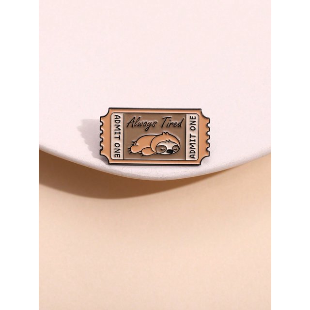 1pc 'Always Tired' Raccoon Shaped Cartoon Brooch, Suitable For Men And Women, Daily Wear Accessory