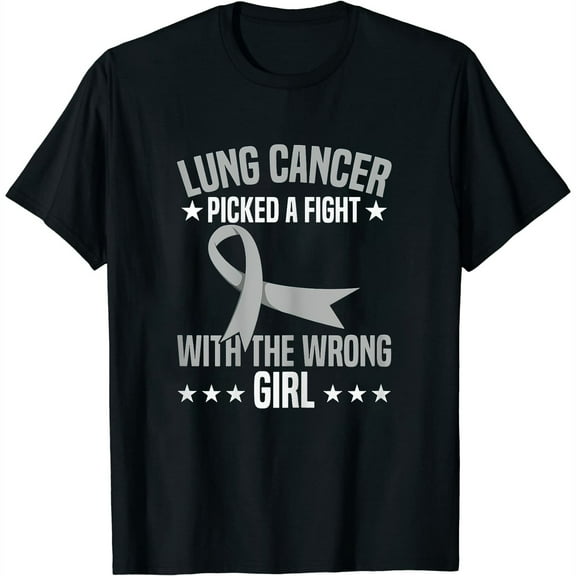 Womens Lung Cancer Picked A Fight With The Wrong Girl T-Shirt Black Small