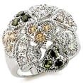 thumbnail image 1 of Rhodium Brass Ring with AAA Grade CZ in Multi Color for Women Multi Color Stone Color Style 9W147 Size 5, 1 of 1