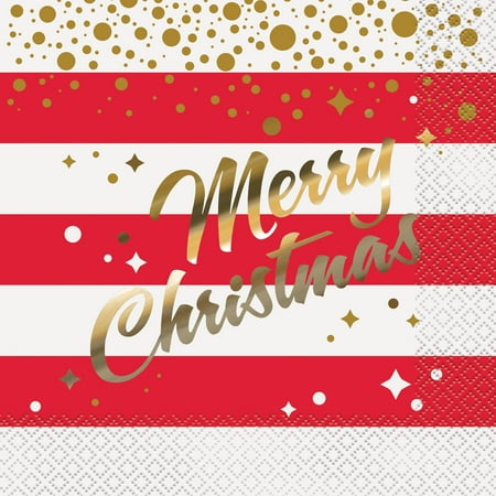 Golf Napkins - Foil Gold Sparkle Christmas Party Lunch Napkins, 16ct