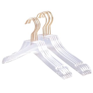 Quality Hangers 5 Pack 12.5 Inches Kids Size Acrylic Hangers – Crystal  Clear Hangers for Kids Clothes 7-10 Years Old with Wide Gloss Gold Metallic