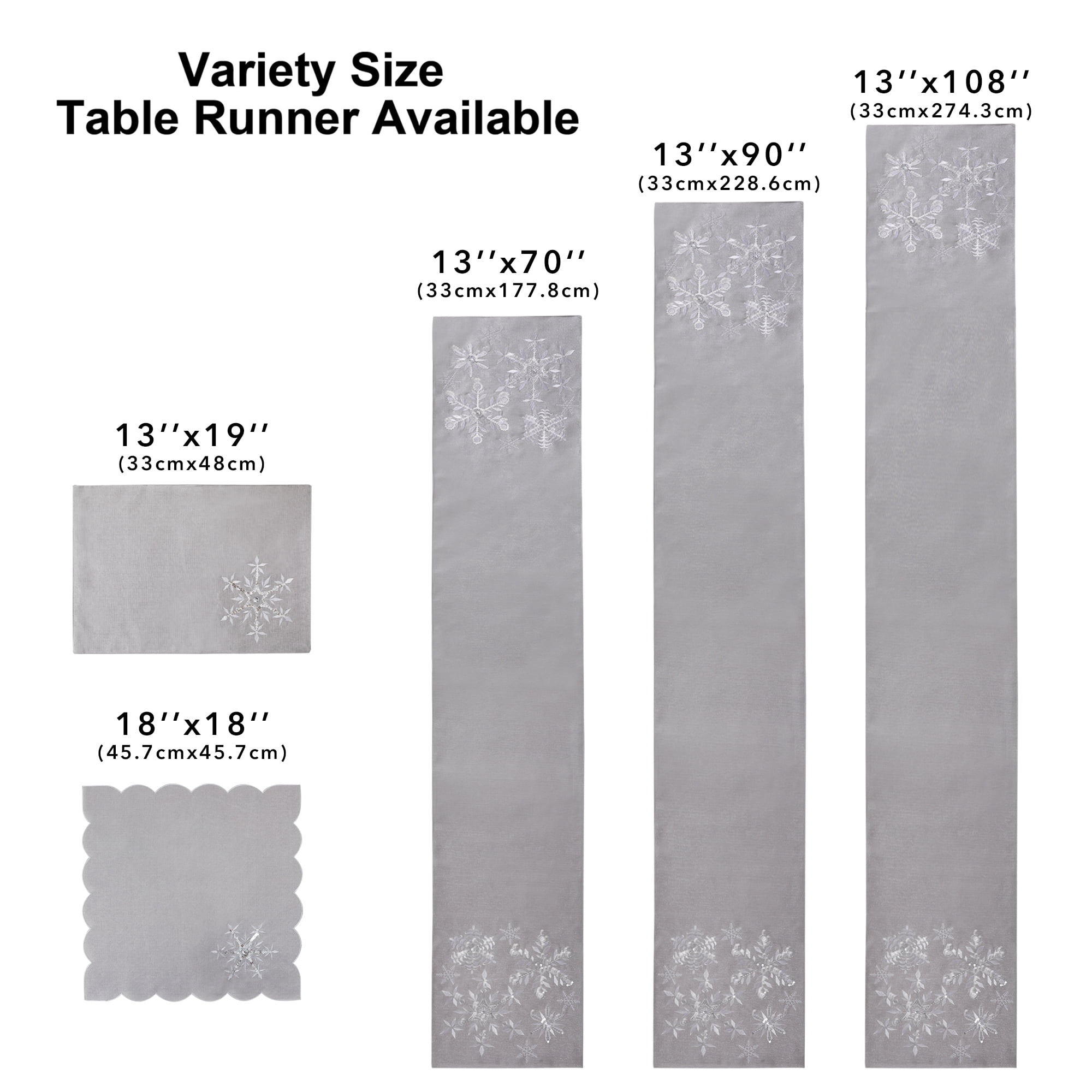 Snowflake Table Runner Christmas Table Decorations White Embroidered 36  inches Long Sparkle Cutwork Sequin Silver Glitter Table Scarf Shiny  Applique