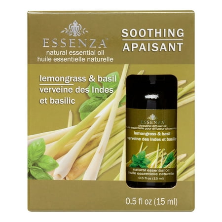 (2 Pack) Essenza Soothing Essential Oil, Lemongrass & Basil, 0.5 Fl Oz