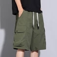 thumbnail image 6 of Riecok Men Cargo Shorts with Pockets Elastic Waist Drawstring Quick Dry Workout Shorts Solid Summer Hiking Clothes, 6 of 8
