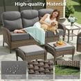 thumbnail image 4 of Unnifurnzi Outdoor Wicker Couch-All Weather Rattan 3 Seater Patio Couch with Outdoor Ottoman 6'' Thick Cushions Outdoor Sofa for Deck Lawn Porch Balcony Poolside-Brown/Gray, 4 of 7